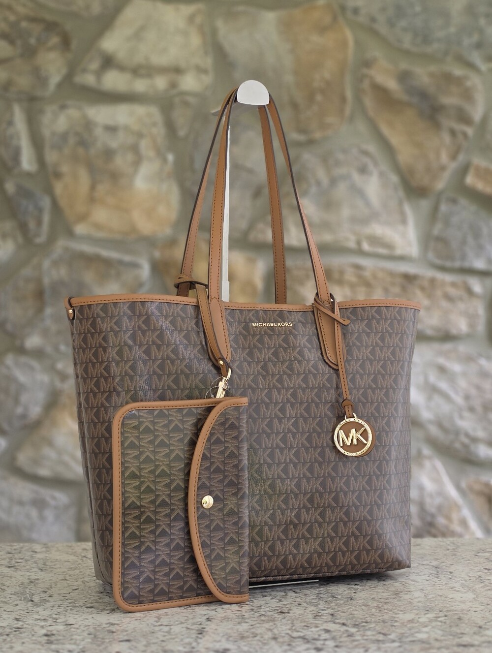 Michael Kors Eliza Large Logo Brown Tote